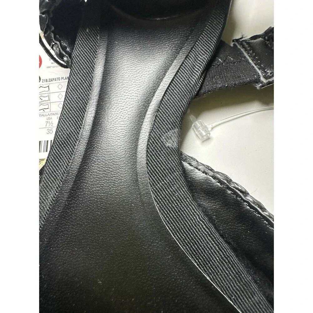 ZARA‎ Woven Rafia Pointed Toe Black Tan Slingback Flat Sandal Women US 7.5 NEW - Picture 7 of 12
